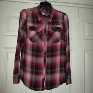 HARLEY-DAVIDSON Plaid L/S B/F Blouse